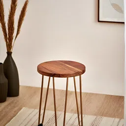 Chumbak Brown Wooden Round Kitsch Side Table-image-7