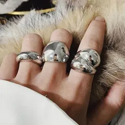 Jewels Galaxy Set Of 3 Silver Plated Midi Adjustable Finger Rings-34