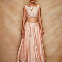 Gulabo by Abu Sandeep Women Boat Neck Gotta Patti Satin Crop Top-picture-7