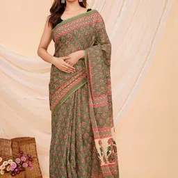 shivanya  handicrafts Shivanya Handicrafts Ethnic Motifs Printed Block Print Saree-picture-1