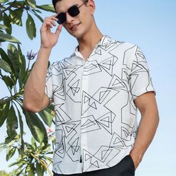 Thomas Scott Men Premium Fit Geometric Printed Spread Collar Casual Shirt-image-82