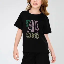 Zeyo Girls Typography Print Night suit-picture-4