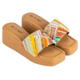 JIG & SID Women Embellished Flatform Sandals-43