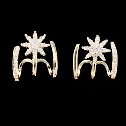 FIMBUL Gold-Plated Cubic Zirconia Studded Star Shaped Studs-22