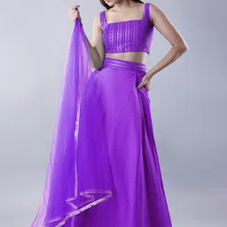 Utsav Fashion Embroidered Sequinned Shibori Ready to Wear Lehenga & Blouse With Dupatta-picture-14