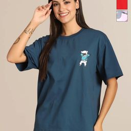 Mast & Harbour Pack Of 3 Graphic Printed Round Neck Short Sleeves Cotton Oversized T-shirt-image-12