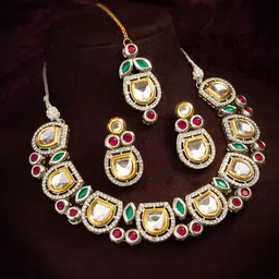 aadita Kundan-Studded Silver Jewellery Set-picture-32