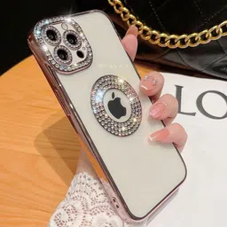 LuxuryKase Rose Gold Embellished LK030 iPhone 15 Pro Max Logo Hole Phone Case-image-88