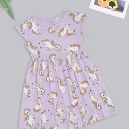 Pantaloons Junior Girls Graphic Print Fit & Flare Cotton Dress-picture-0
