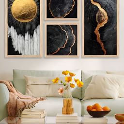 Kotart Brown & Grey 4 Pieces Abstract Wooden Wall Arts-picture-26