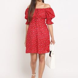 MARC LOUIS Floral Print Flutter Sleeve Fit & Flare Dress-image-63