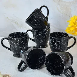 Myntra Elegant Homes Black & White 6 Pieces Printed Ceramic Glossy Mugs-24