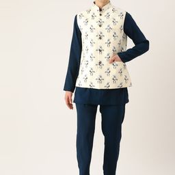 Sayisha Printed Pure Cotton Satin Nehru Jacket-picture-25
