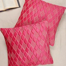 Rani Color Diamond Shaped Embroidered Design, Set of 2 Pieces Velvet Cushion Cover-49