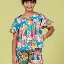 Girls Cotton Top & Shorts Coord Set| Whimsical Forest-image-7