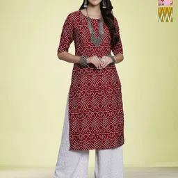 Moda Rapido Women Ethnic Motifs Printed Mirror Work Floral Crepe Kurta-image-61
