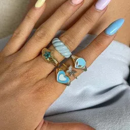 Arzonai Women Set of 4 Y2K Metal Rings-12