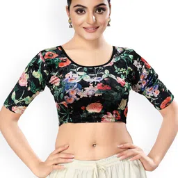 VAMAS - THE DESIGNER BLOUSES Printed Round Neck Saree Blouse-picture-16