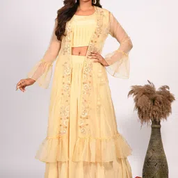Morchari Embroidered Crop Top With Maxi Skirt Co-Ords-picture-12