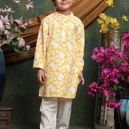SAKA DESIGNS Boys Ethnic Motifs Printed Regular Pure Cotton Kurta with Pyjamas-21