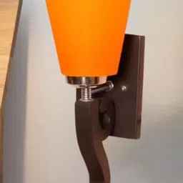 SWIATLO Brown & Orange Wood Frustum Shaped Wall Lamp-picture-34