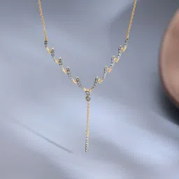 Mia by Tanishq Yellow Gold and Diamond Curvy Spark Drop Necklace-image-61