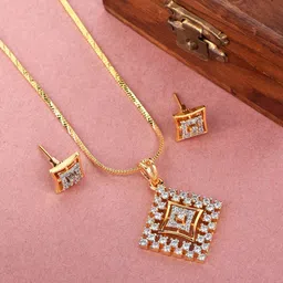 SHILLYN Gold-Plated CZ Studded Jewellery Set image 2