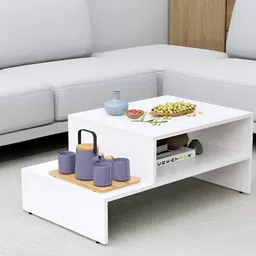 HEXA RED White Textured Wooden Rectangle Coffee Table-19