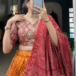 Aika Printed Ready to Wear Lehenga & Unstitched Blouse With Dupatta image 4