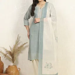 Biba Floral Embroidered Sequinned Pure Cotton Unstitched Dress Material-image-66