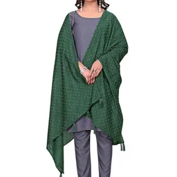 Kemza Geometric Embroidered Chanderi Cotton Dupatta With Beads and Stones-picture-2