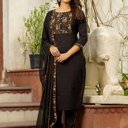 GAYRAA Women Yoke Design Regular Pure Cotton Kurta with Trousers & With Dupatta-image-85
