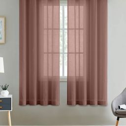 Aura Brown 2 Pieces Linen Rod Pocket Window Curtains-image-75