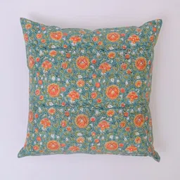 Block N Style Green & Orange Floral Square Cushion Covers-picture-58