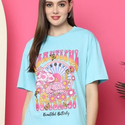 Metronaut Women Graphic Printed Round Neck Cotton Oversized T-shirt-image-86