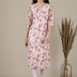 AURELIA Women Floral Printed Keyhole Neck Flared Sleeves Kurta-40