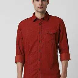 Van Heusen Sport Slim Fit Printed Spread Collar Pure Cotton Casual Shirt-image-98