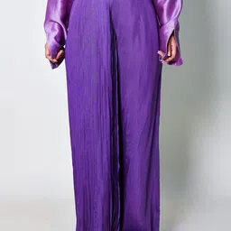 Arya Giri Women Flared High-Rise Pleated Trousers-image-18