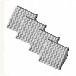 HOUSSE Grey & White 4 Pieces Zig Zag Printed Microfibre 350 GSM Face Towels-0