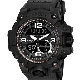 HARBOR Men Printed Dial & Straps Analogue and Digital Watch 9091_Black-16
