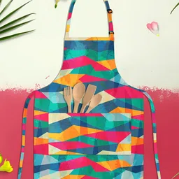 ArtzFolio Grunge Mosaic Pink & Green Printed Cotton Apron-image-5