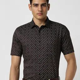 V Dot Men Slim Fit Spread Collar Floral Printed Cotton Formal Shirt-image-97