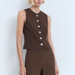 MANGO Single-Breasted Regular Fit Button-Down Formal Waistcoat-58