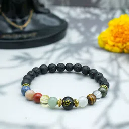 Astrotalk Unisex Citrine & Clear Quartz Beaded Elasticated Bracelet-18