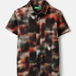 United Colors of Benetton Boys Checked Spread Collar Casual Shirt-picture-31