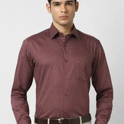 Van Heusen Micro Ditsy Printed Spread Collar Cotton Formal Shirt-image-3
