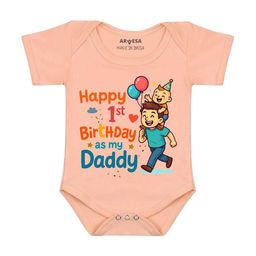 Arvesa Papa First Birthday With Me Printed Bodusuit-image-82
