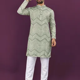Leipzig Fashion Men Grey Viscose Rayon Kurtas-picture-37