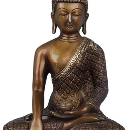Exotic India Double Chola Brown & Gold Toned Buddha Idol Showpiece-image-10