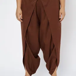 9rasa Plus Size Women Cotton Solid High Rise Dhoti Pant-30
